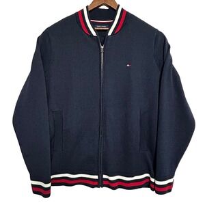 Tommy Hilfiger‎ Mens XLT Navy Blue Full Zip Baseball Sweater Jacket